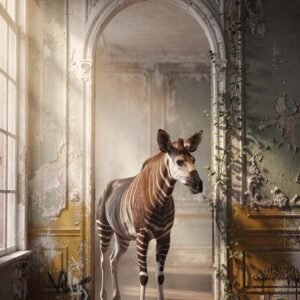 Affiche murale d'un zèbre dans un décor ancien