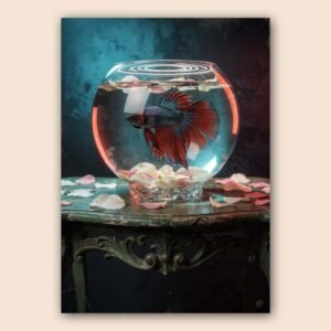 Affiche d'un poisson betta dans un aquarium