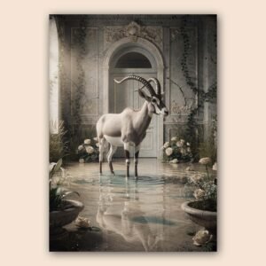 Affiche d'une antilope dans un cadre surréaliste