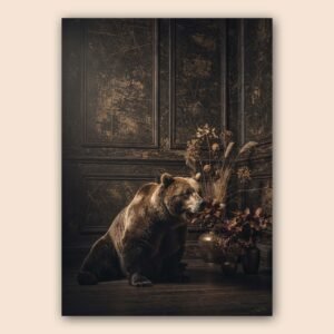 Affiche d'un ours brun dans un décor naturel