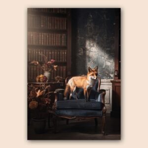 Affiche d'un renard sur un fauteuil