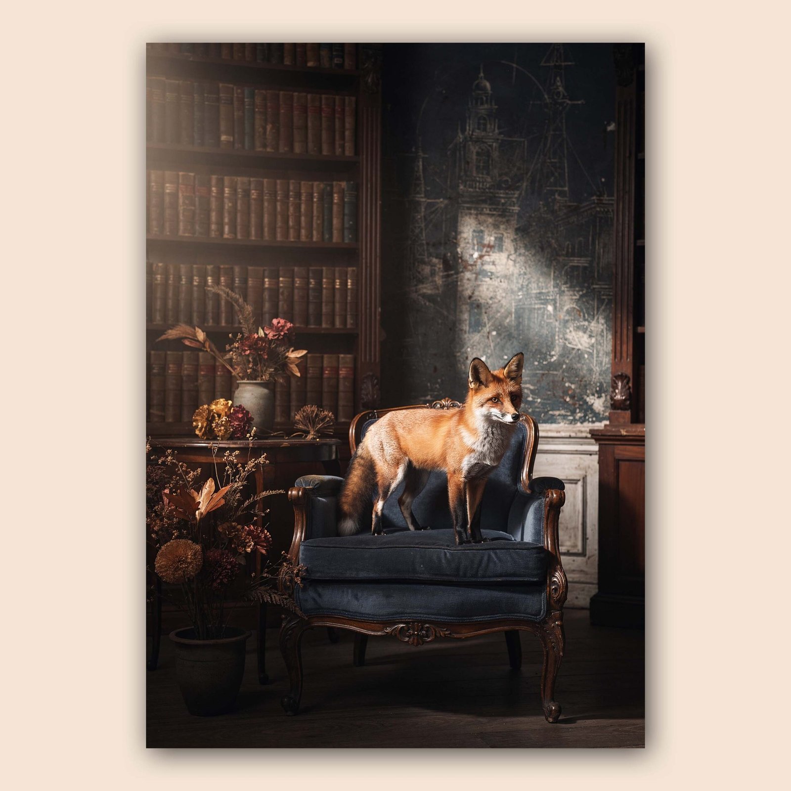 Affiche d'un renard sur un fauteuil