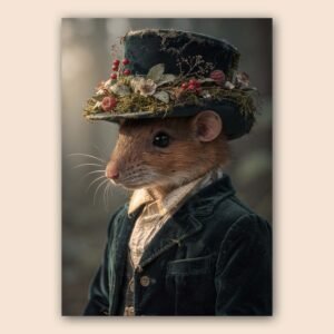 Affiche d'une souris en costume vintage