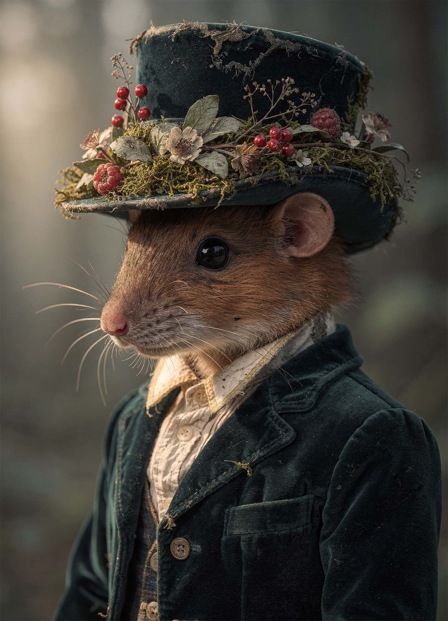 Affiche murale d'une souris élégante en costume