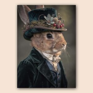 Lapin en costume vintage