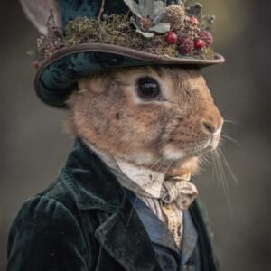 Lapin habillé en costume vintage