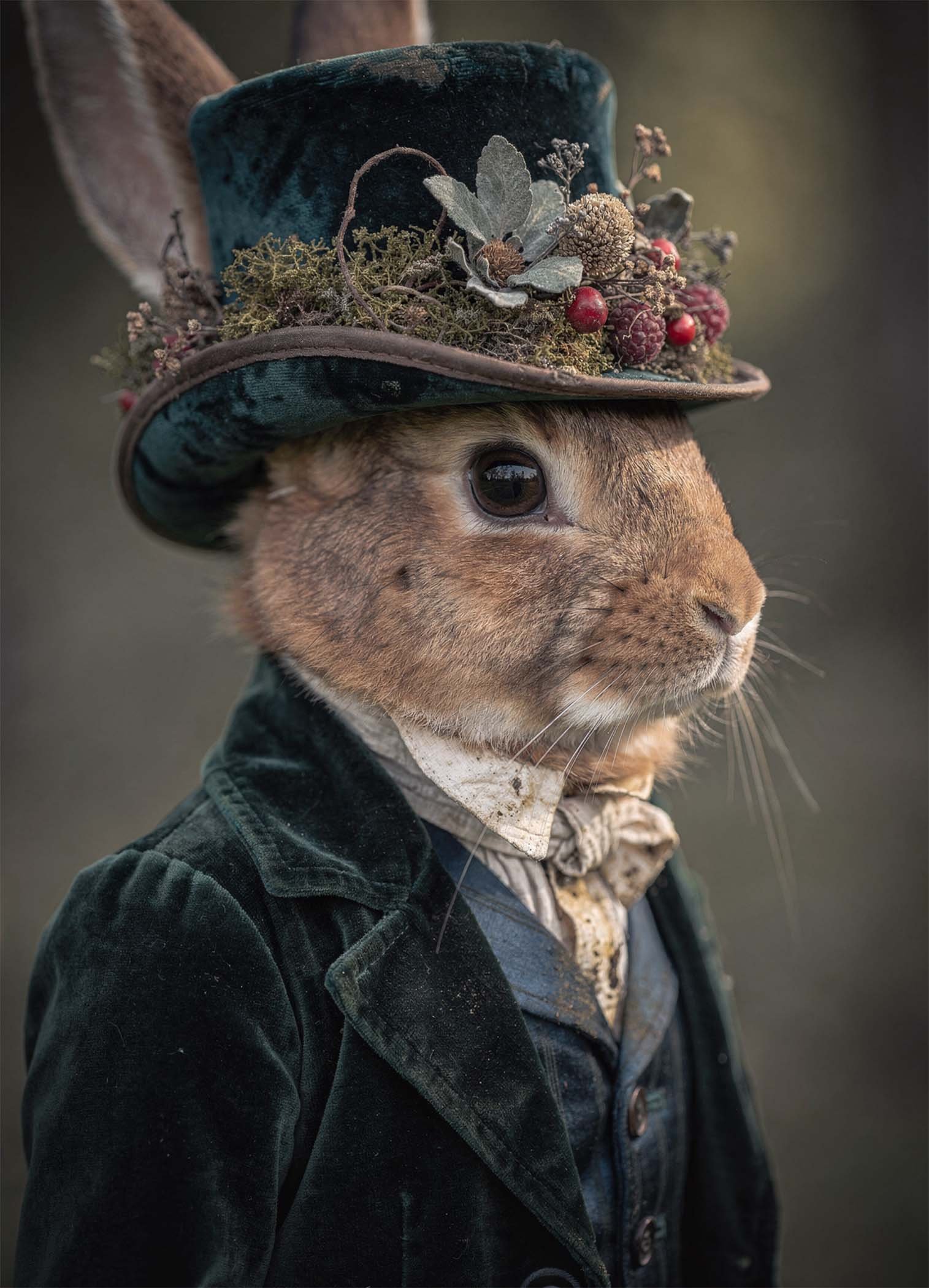 Lapin habillé en costume vintage