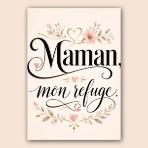 Affiche Maman avec fleurs