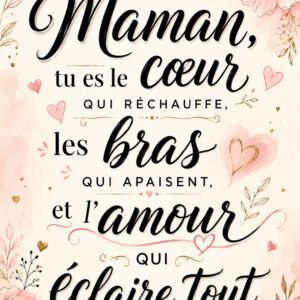 Affiche murale Maman avec fleurs roses