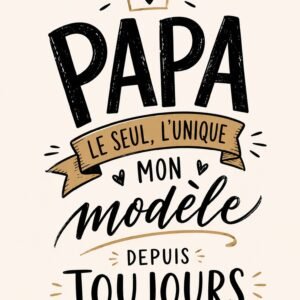 Affiche murale A3 avec le texte 'Papa le seul, l'unique, mon modèle depuis toujours'