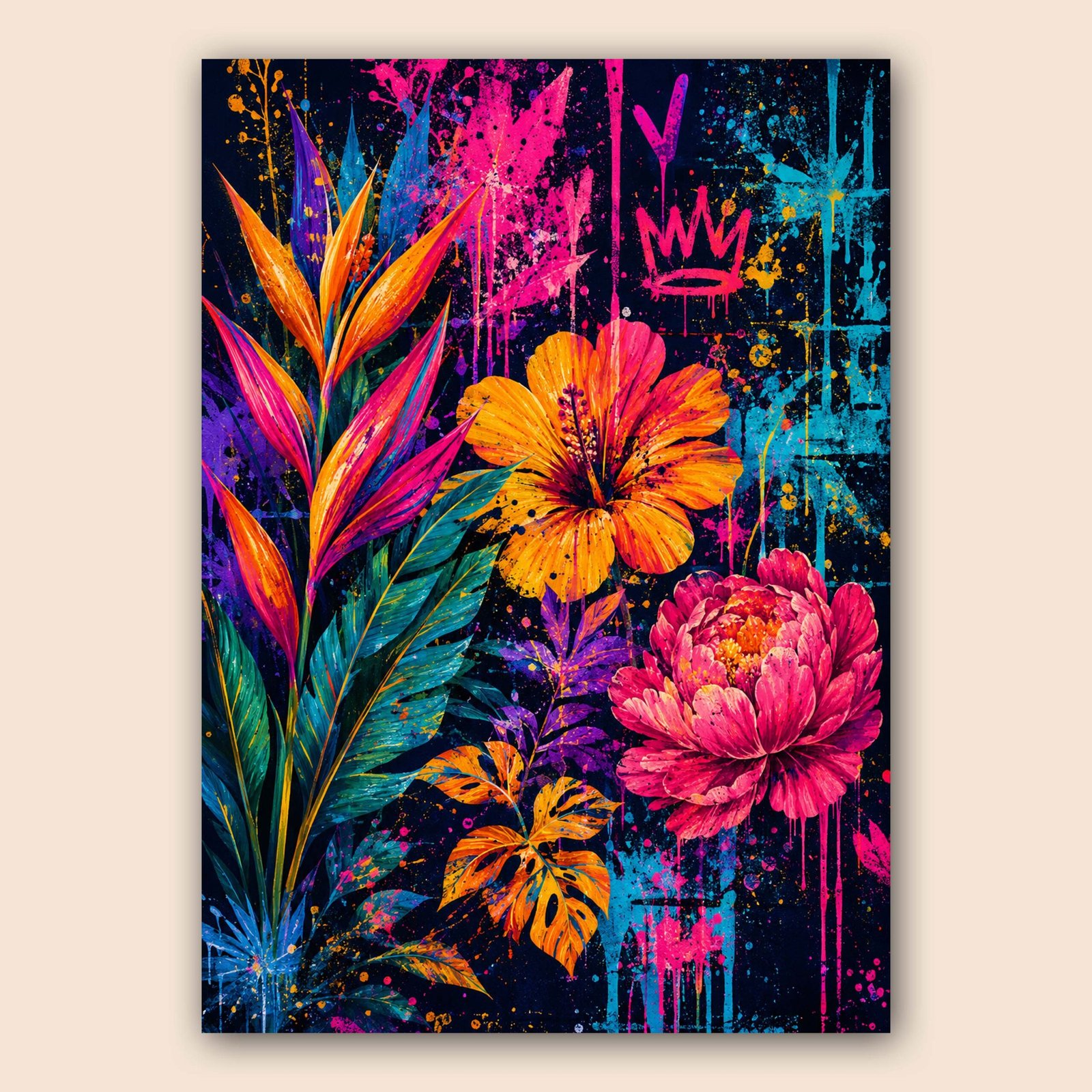 Affiche murale de fleurs tropicales vibrantes