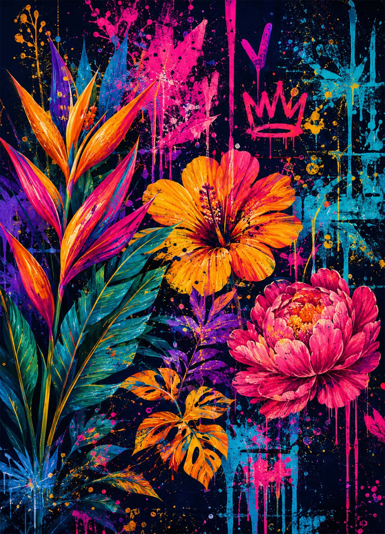 Affiche murale de fleurs tropicales vibrantes