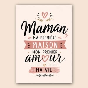 Affiche Maman en rose et noir