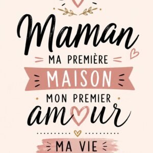 Affiche murale Maman en rose et noir