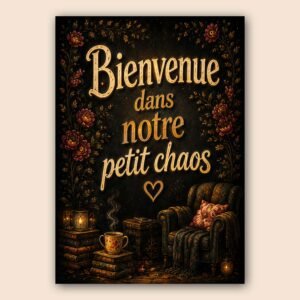 Affiche murale avec message chaleureux et décor floral vintage