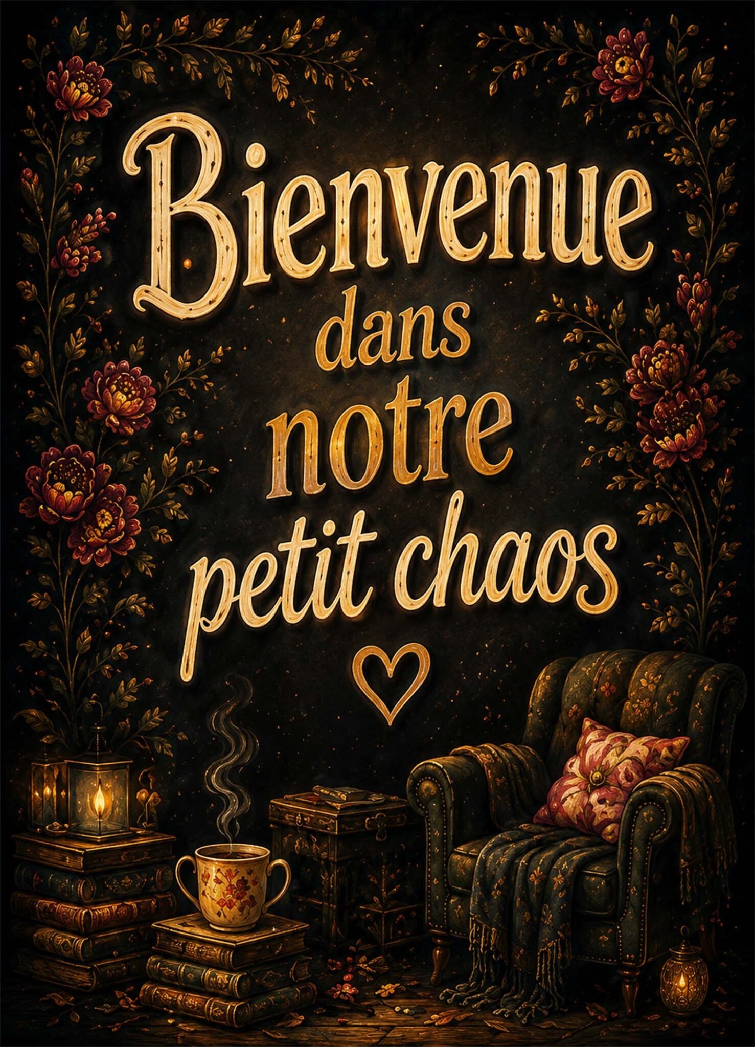 Affiche représentant une composition autour de petit chaos doré