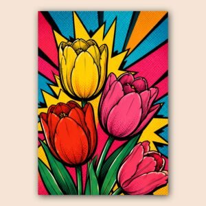 Affiche de tulipes colorées en style pop art