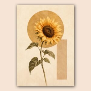 Tournesol botanique doré sur fond clair