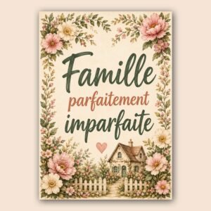 Affiche famille parfaitement imparfaite décor floral