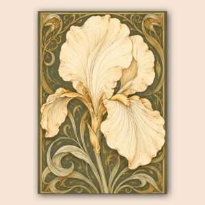 Illustration botanique élégante d’un iris stylisé