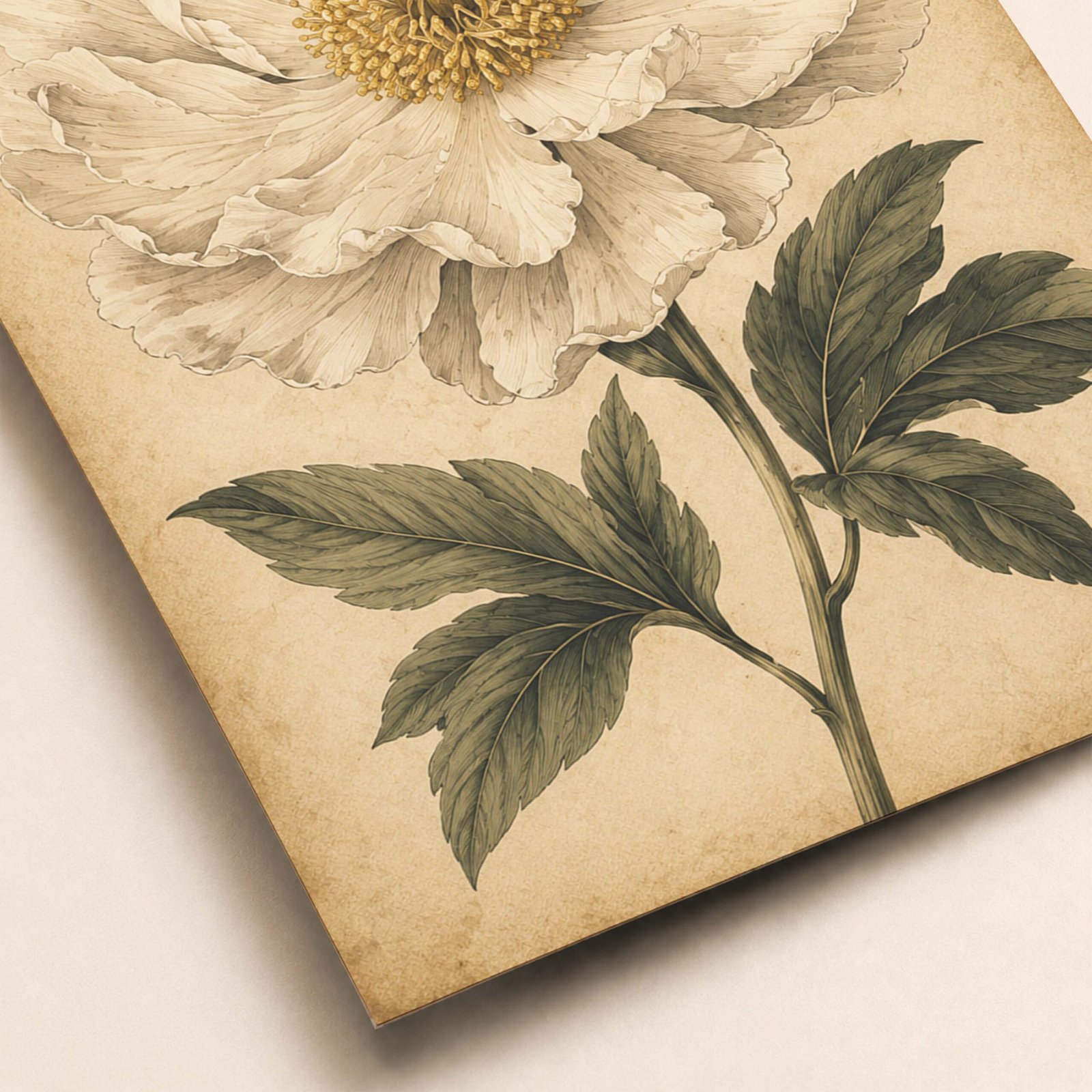 Détail de la fleur blanche et du cœur doré