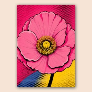 Affiche fleur rose pop art pour décoration murale