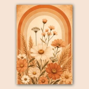 Affiche de fleurs sauvages dans des tons terracotta et crème