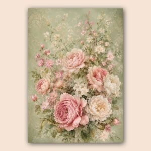 Composition florale douce avec pivoines roses et fleurs blanches