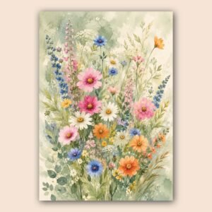Affiche de fleurs sauvages en aquarelle pastel