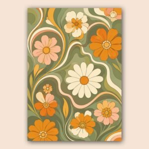 Illustration florale rétro aux couleurs douces et vintage