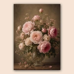 Composition florale de pivoines roses sur fond chaud