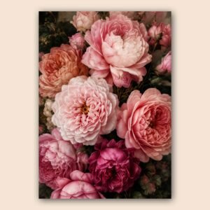 Affiche de bouquet de fleurs roses sur fond sombre