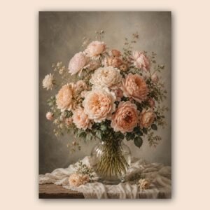 Bouquet de fleurs pastel en vase, décoration murale élégante