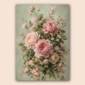 Composition florale romantique avec fleurs roses et feuillage
