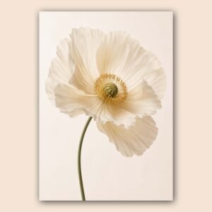 Affiche d'une fleur blanche élégante sur fond beige clair