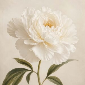 Affiche d'une pivoine blanche sur fond beige