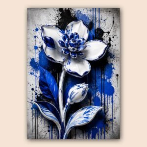 Fleur bleue décorative en style graphique moderne