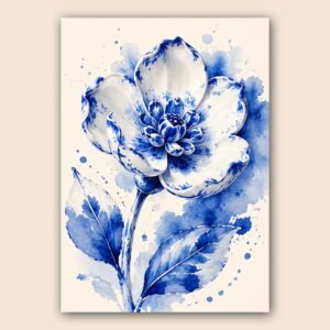 Illustration florale bleue en aquarelle sur fond clair