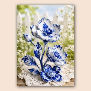 Bouquet de fleurs bleues et blanches décoratives