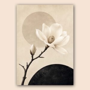 Illustration de magnolia blanc sur fond beige texturé