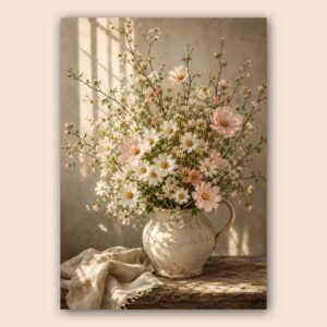 Bouquet de fleurs champêtres dans une cruche en céramique