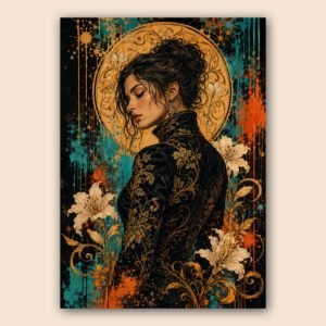 Affiche décorative portrait féminin art nouveau moderne