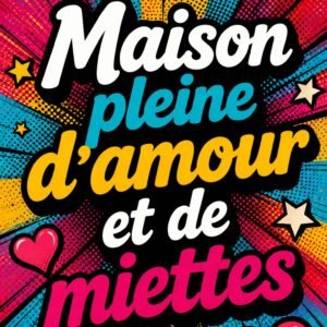 Affiche représentant Une affiche pleine de peps qui affiche un message tendre et joyeux, avec une composition pop art très expressive. Le fond éclaté, les étoiles et les cœurs donnent tout de suite une vraie sensation de bonne humeur