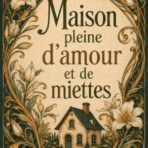 Affiche représentant une petite maison entourée d’un décor floral raffiné, comme une invitation à la douceur et au confort. Le message central apporte une note chaleureuse et pleine de charme, idéale pour créer une atmosphère accueillante