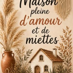 Affiche représentant une maison pleine de charme, entourée de matières naturelles, de plantes et d’objets déco au style artisanal. L’ensemble crée une ambiance douce et chaleureuse, parfaite pour apporter une touche de caractère à votre intérieur