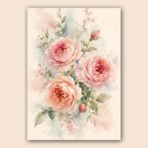 Illustration florale aquarelle de pivoines roses