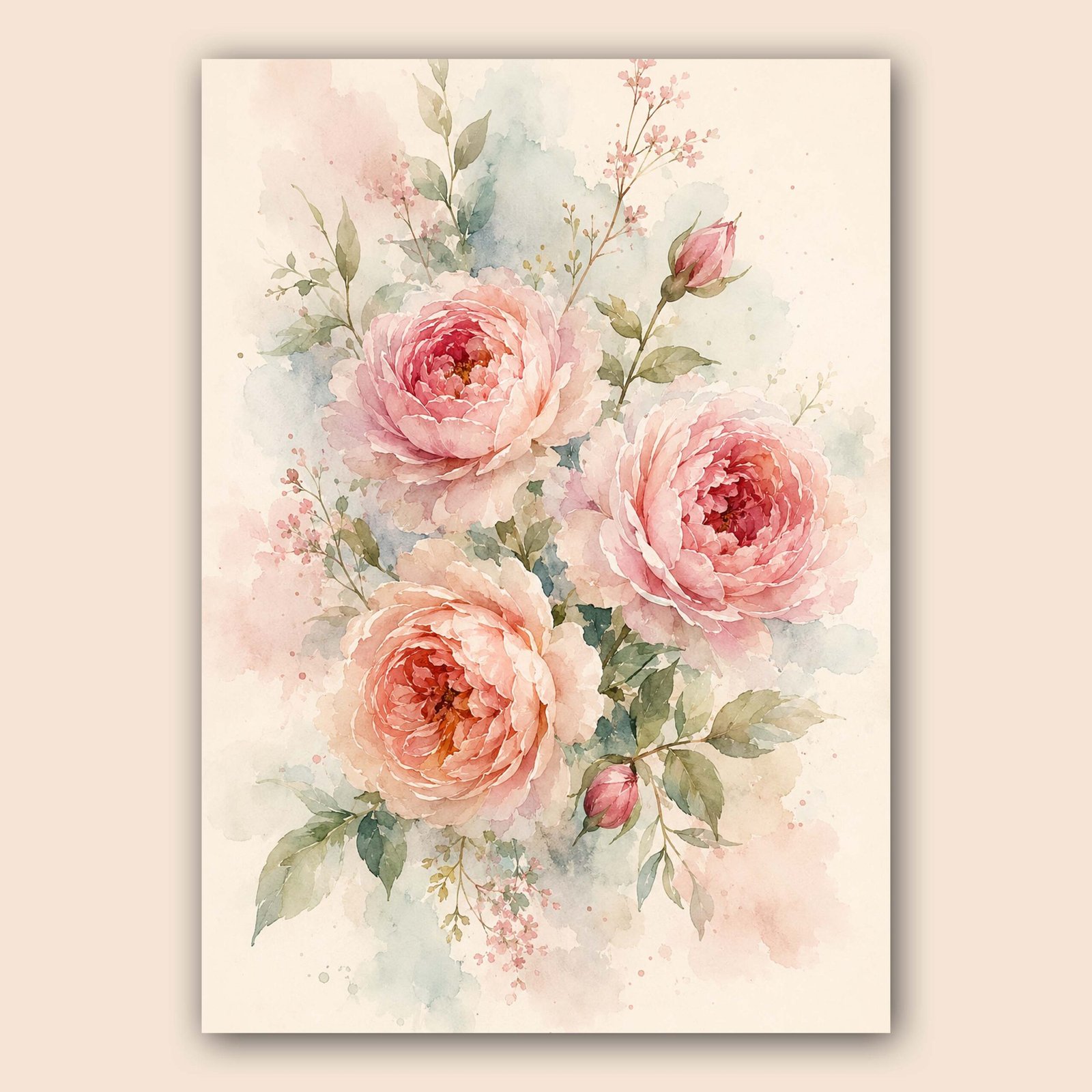 Illustration florale aquarelle de pivoines roses
