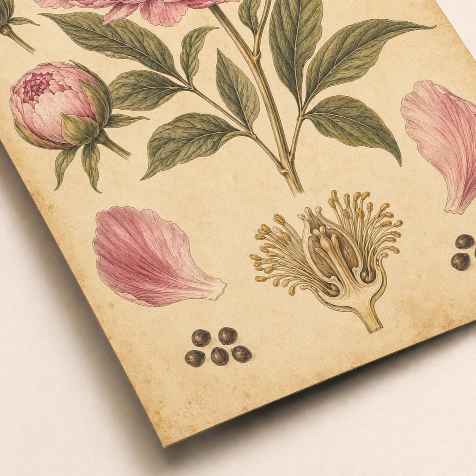 Détail de la fleur botanique rose et de ses pétales