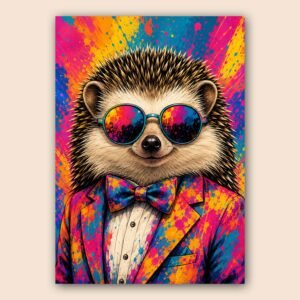 Affiche décorative d'un hérisson chic et coloré