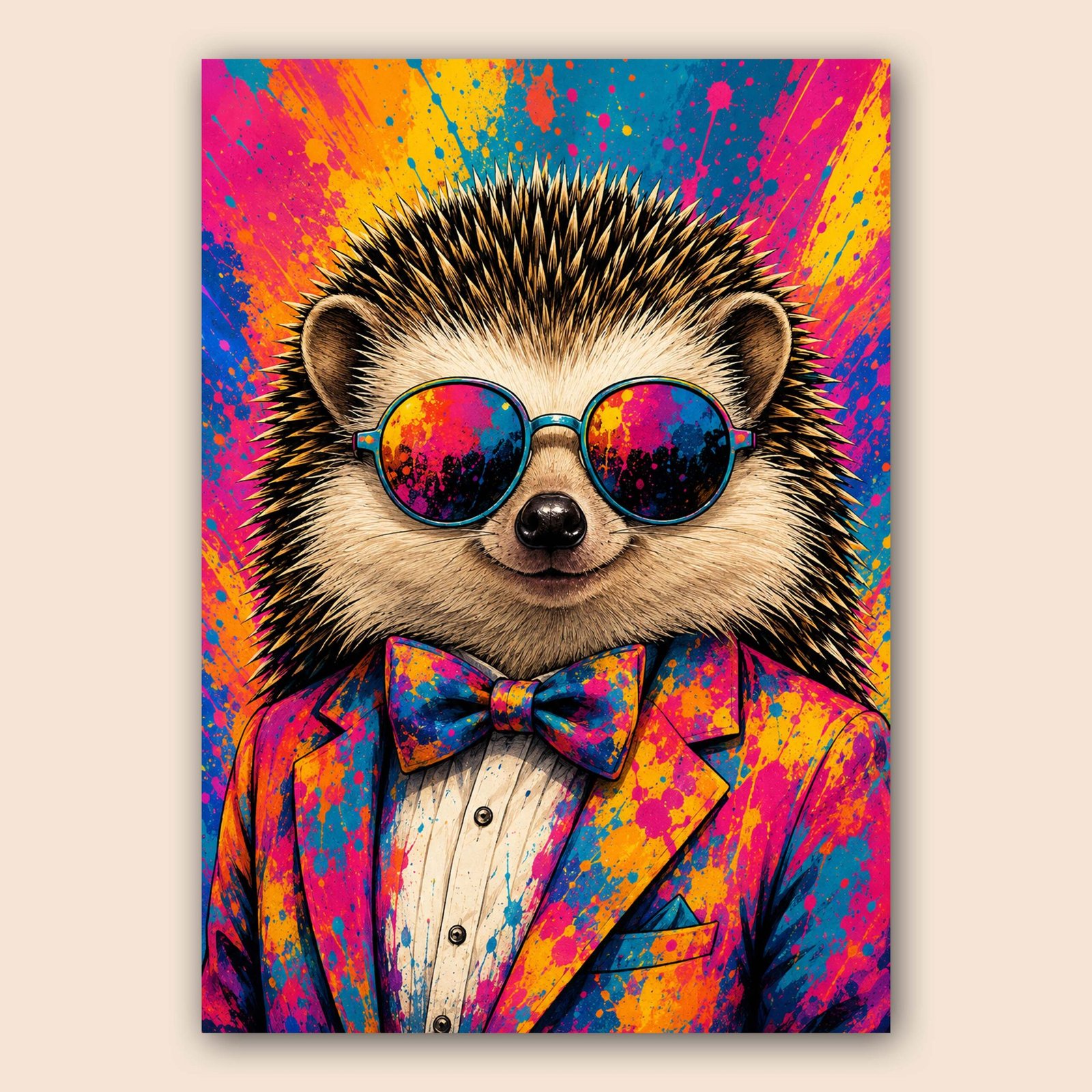 Affiche décorative d'un hérisson chic et coloré